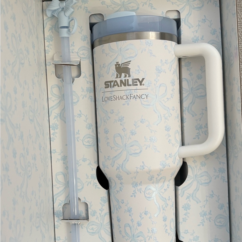 x LoveShackFancy Stanley Tumbler 40oz in Coquette Bow Winter Ice